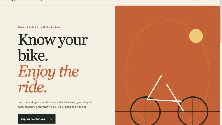 The actual Cedar Bike Workshops website created by Codex and opened in a desktop browser.