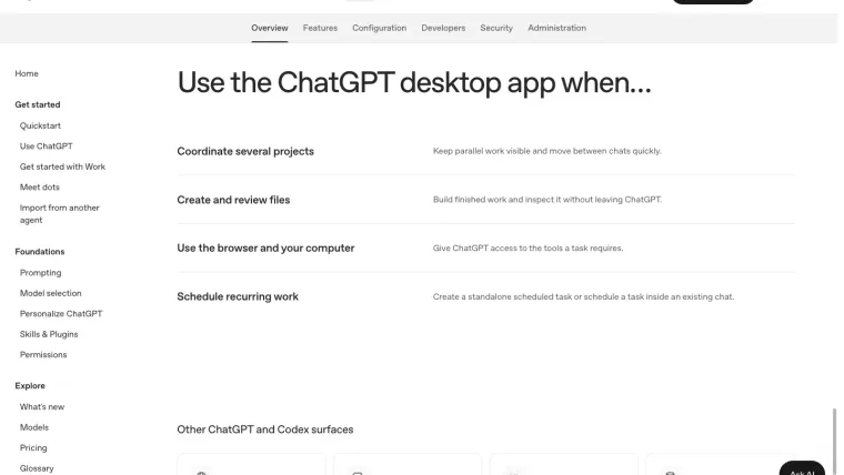 Official OpenAI documentation used to distinguish desktop work from a separately configured cloud environment.