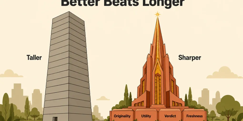Infographic contrasting the old taller Skyscraper with the 2026 sharper approach built on originality, utility, verdict and freshness