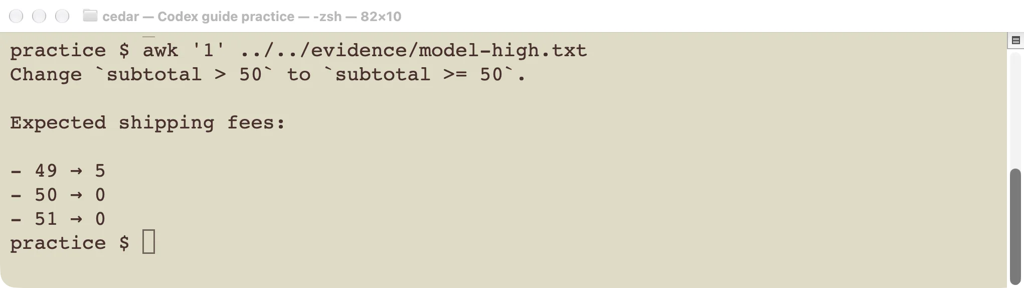 The saved high-effort response reaches the same correction and expected values for the identical task.