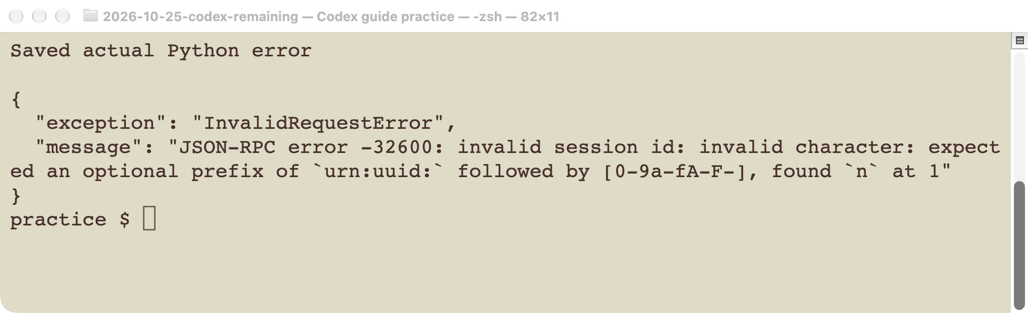 Actual invalid-thread error returned by the Python SDK.