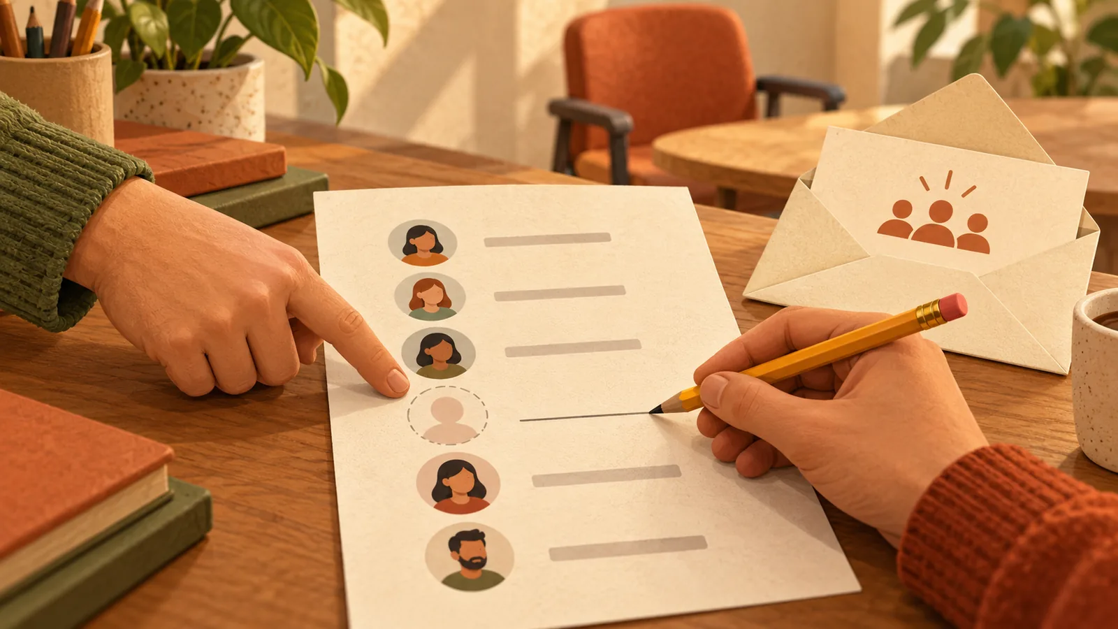 A meeting invitation misses one colleague because an old mailing list omits their address