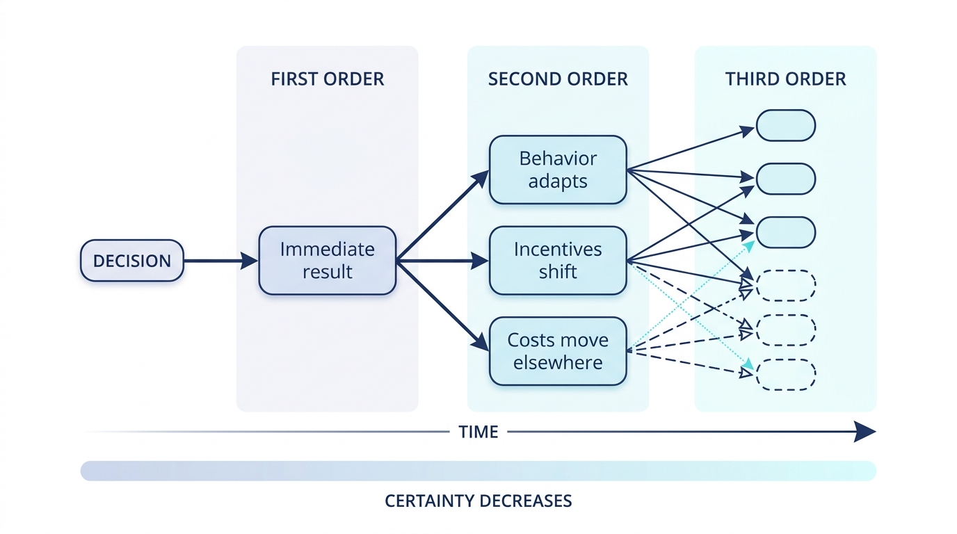Each order of thinking adds another layer of consequences — and more uncertainty.