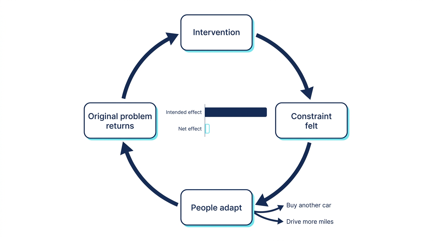 When people adapt around a constraint, the net effect can shrink to almost nothing.
